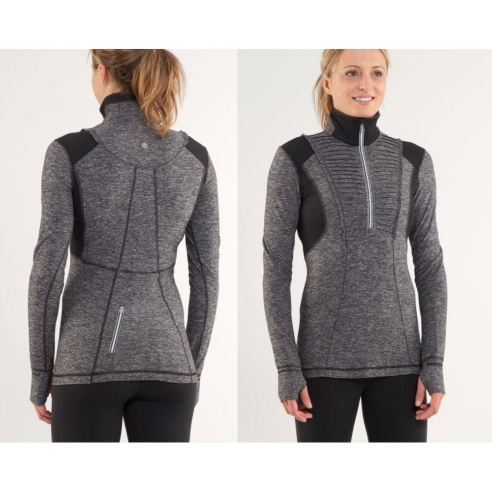 Lululemon Run Your Heart Out Pullover Jacket in Heathered Black Sz 6 EUC